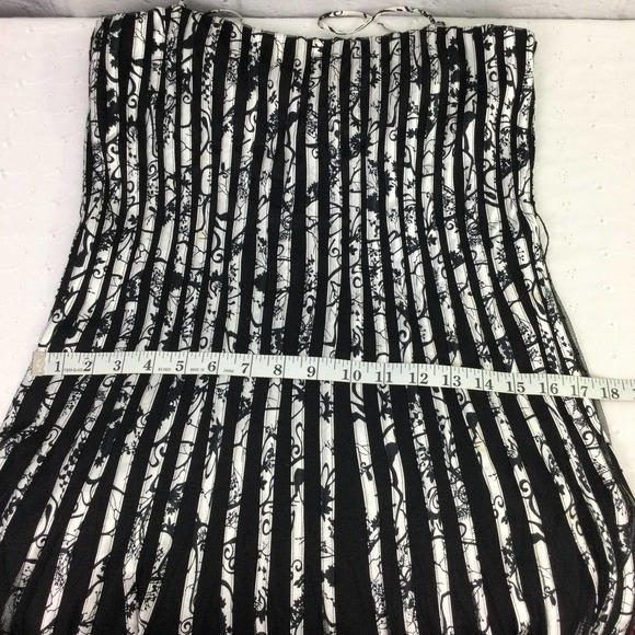 JS Collections Women's Floral Patterned Accordion Draped Black Midi Dress 8 - Picture 9 of 15